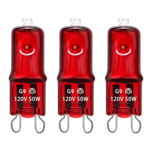 Reptile Heat Lamp G9 Bulb 50W 120V 2 Pin 3 Pack Base Light Bulb Replacement Dimmable Warm Red - color: Bulb 50w Red