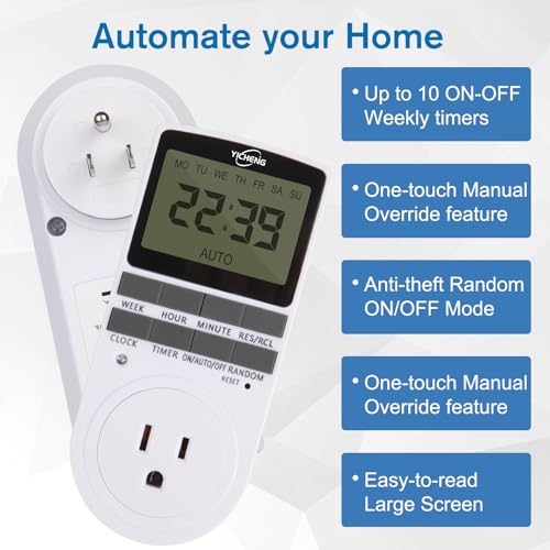Timers Plug 7-Day 24 Hour Infinite Repeat Cycle Programmable Timed Electrical Power Switch with Countdown Delay on Off Function for Lights and Appliances