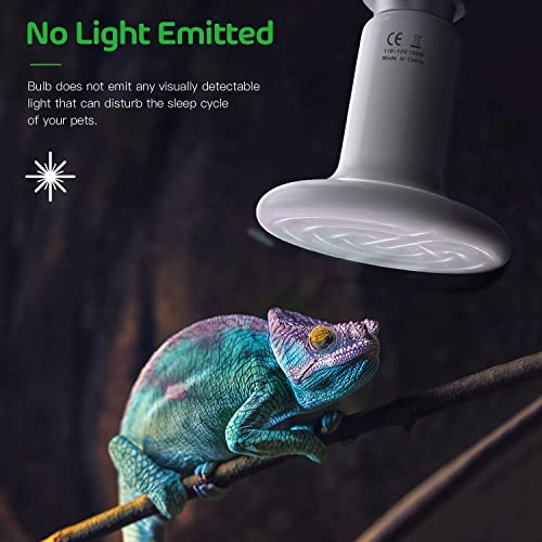 Simple Deluxe 150W Ceramic Heat Emitter Reptile Heat Lamp Bulb No Light Emitting Brooder Coop Heater for Amphibian Pet Terrarium Chameleon Lizards Snakes & Incubating Chicken
