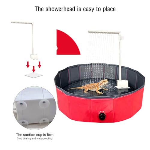 Large Electric Bearded Dragon Pool,Bearded Dragon Fountain & Bathing Accessories,Bearded Dragon Pool,Electric Bathtub for Bearded Dragons,Bearded Dragon Accessories,Versatile for Reptile(Red)