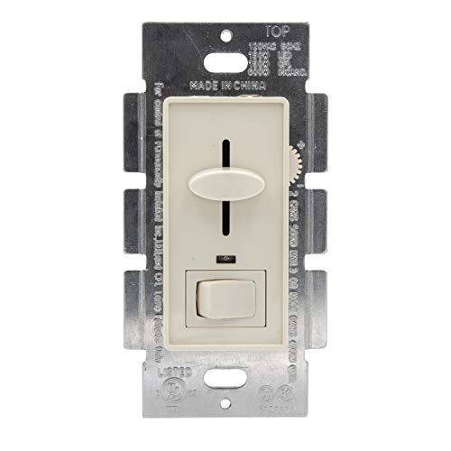 Maxxima Dimmer Light Switch, Almond, Blue Indicator Light 3-Way/Single Pole | LED Compatible, 600 Watt Max, Wall Plate Included, Dimmable Lamp and Lighting Control - color: Almond, size: Single Pack