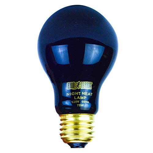 Exo Terra Night Glo Moonlight Heat Lamp, A19 Reptile Terrarium Light Bulb, 75 Watts, PT2130A1