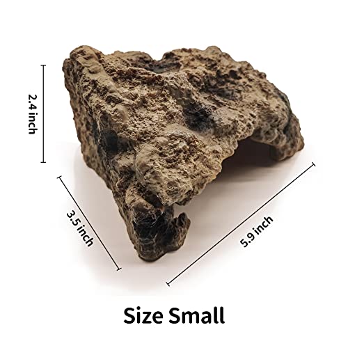 Reptile Simulation Rock Cave Hideouts Terrarium Habitat Décor Bearded Dragon Hideout for Turtles Lizards Snakes Crab (Small)