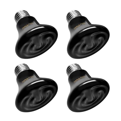 BNOSDM Reptile 75W Ceramic Heat Emitter,4 Pack Reptile Heat Lamp Bulbs,Ceramic Heat Lamp,Brooder Coop Heater for Amphibian Reptile Lizard Turtle Chicken - color: Pack of 4/Black, size: 75 Watts