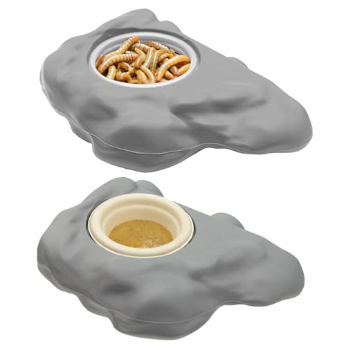 Pangea Gray Silicone Gecko Feeding Ledge & 100 .5oz Small Plastic Food & Water Cups Bundle