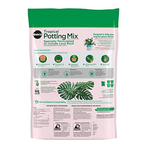 Miracle-Gro Tropical Potting Mix - Growing Media for Tropical Plants Living in Indoor and Outdoor Containers, 6 qt. (4-Pack) - size: 4 Pack, style: Potting Mix