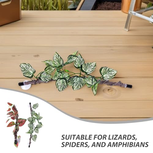 balacoo Reptile Vines for Terrarium 2pcs Bendable Artificial Jungle Branches with Suction Cups Climbing Decor for Snake Lizard Amphibian Habitat Accessories