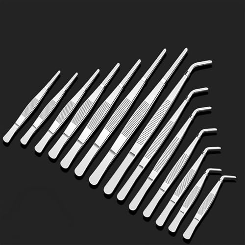 Stainless Steel Reptile Feeding Tongs Tweezers for Aquarium, Terrarium & Crafts Bearded Dragon Snake Tank Accessories, Planted Tank Tools Feeder for Lizards-7.09 Inches Straight - size: 7.09 Inches Straight