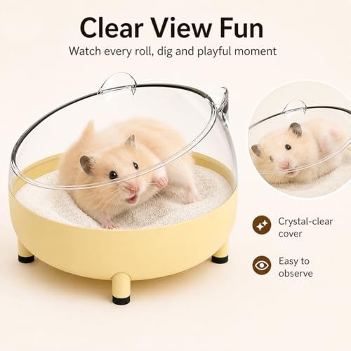 Meow&Woof Hamster Sand Bath Container, Large Sandbox Toilet Gerbil Batheoom, Tiny Chinchilla Dust Bathtub Sand Bath Box for Hamster Cage Accessories 5.2 Inch-Grey - color: Grey