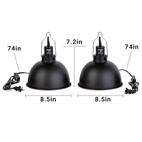 WACOOL TERRA Reptile Light Fixture 2 Pack, 8.5 in Deep Dome Reptile Heat Lamp Fixture, Optical Reflection Terrarium Light Fixture for Reptile UVB UVA Heat Basking Bulbs, Separate Switch & Hook - style: 8.5 inch-2pack