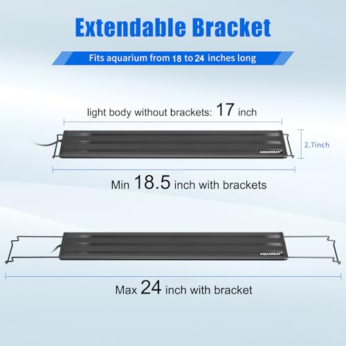 AQUANEAT LED Aquarium Light for 18 to 24 Inch Fish Tank, Auto On Off with Timer, Full Spectrum, Adjustable Brightness, Daylight Moonlight Mode, for Fresh Water Low-to-Mid Light Plants - size: 18"-24"