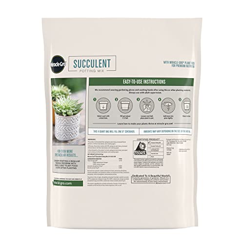 Miracle-Gro Succulent Potting Mix, 4 qt. (2-Pack) | Potting Soil Mix for Indoor Succulents, Aloe Vera and More, Made with Miracle-Gro Plant Food - size: 2 Pack, style: Succulent