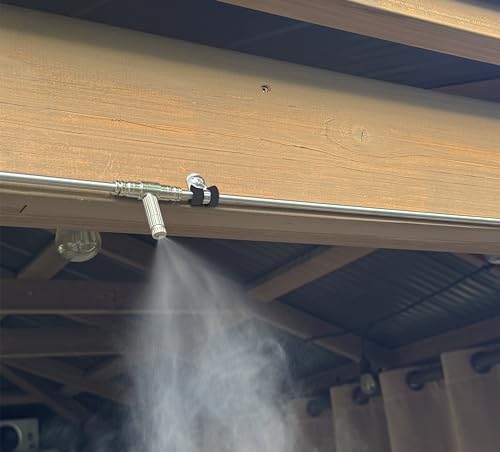 App Controlled High Pressure Misting Mister System Kit 1000 PSI Stainless Steel Tubing DIY Patio Greenhouse (54' w/ 27-.008" Nozzles for Very Hot Dry Climates, Stainless Steel Tubing) - style: 54' w/ 27-.008" Nozzles For Very Hot Dry Climates