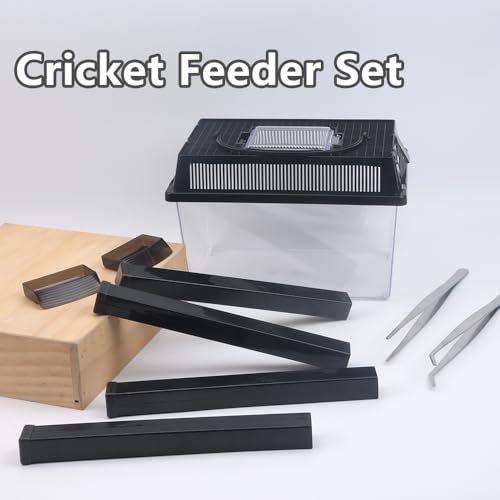 1 Pack Cricket Keeper Insect Keeper with 2 Pcs Dispenser Tubes and 2 Pcs Insect Stainless Steel Tweezers for Reptile Bearded Dragon Leopard Gecko Lizard Frog (Large)