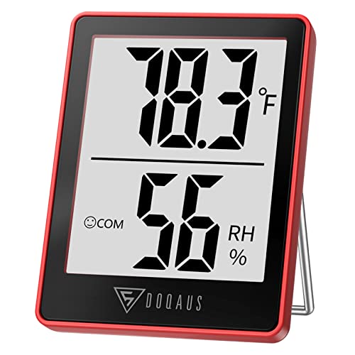 DOQAUS Digital Hygrometer Indoor Thermometer Humidity Gauge Room Thermometer with 5s Fast Refresh Accurate Temperature Humidity Monitor for Home, Bedroom, Baby Room, Office, Greenhouse, Cellar, Red - color: Red Black