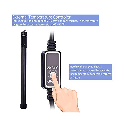 MQ Titanium Alloy 200W Aquarium Heater for Salt and Fresh Water, Digital LED Display Submersible Heater with External Thermostat Controller, for Fish Tank 25-40Gallon - size: 200W for 25-40 Gallon Tank