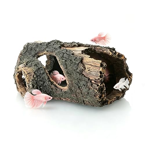 Aquarium Decorations Resin Hollow Tree Trunk Ornament Bettas House Cave Wood House Decor for Fish Tank, Large - size: Large