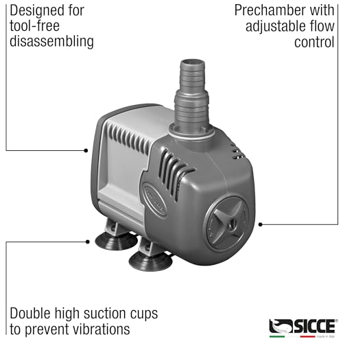 SICCE Syncra Silent 2.0 Multifunction 568 GPH Submersible Water Pump | Italian Made 35W Ultra Quiet Durable Aquarium Fish Tank, Fountain, Pond, Hydroponics, Terrarium Black | Freshwater & Saltwater - size: Syncra Silent 2.0