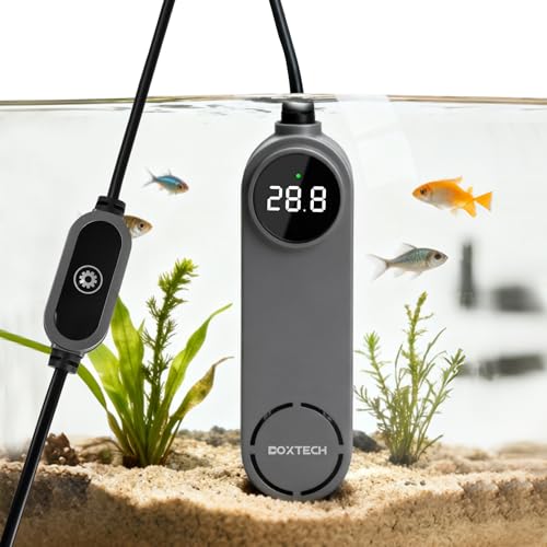 UPETTOOLS Submersible Aquarium Heater with External Control - Ceramic-Metal Fish Tank Heater with Digital Thermostat for 5-25Gallon Small Tanks, Overheat Protection