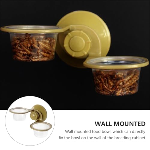 DOITOOL 2pcs Reptile Feeding Bowls with Suction Cups, Food Basin and Water Dish for Lizards and Amphibians, Pet Feeder Accessories for Terrarium Use