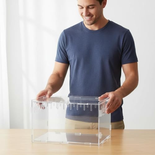 Transparent Reptile Enclosure Through Quality Clear Reptile Habitat Secure Latch Clear Acrylic Terrarium for Arachnid Enthusiasts, 15-15-15 - style: 15-15-15