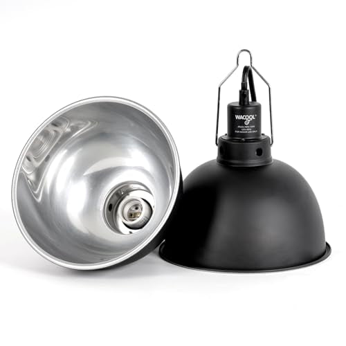 WACOOL TERRA Reptile Light Fixture 2 Pack, 8.5 in Deep Dome Reptile Heat Lamp Fixture, Optical Reflection Terrarium Light Fixture for Reptile UVB UVA Heat Basking Bulbs, Separate Switch & Hook - style: 8.5 inch-2pack