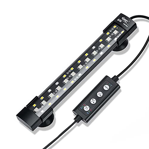hygger 24/7 Mode Submersible Aquarium LED Light, Full Spectrum Hidden Fish Tank Light with 3 Rows Beads 7 Colors Auto On Off Sunrise-Daylight-Moonlight, Adjustable Timer Brightness - size: 8in 6W