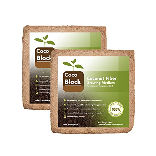 Home and Country Triple Washed Compressed Coco Coir Brick (20 LBS) - Coco Fiber is an Ideal Compost Starter for Your Home Garden. Coco Coir Bricks Provide Organic Alternative to Peat Moss for Plants. - size: 20 Pound
