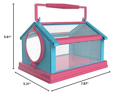Insect Critter Keeper with Handle Easy to Observe Portable Plastic Reptile Terrarium for Bugs Lizards Frogs Insect Cage