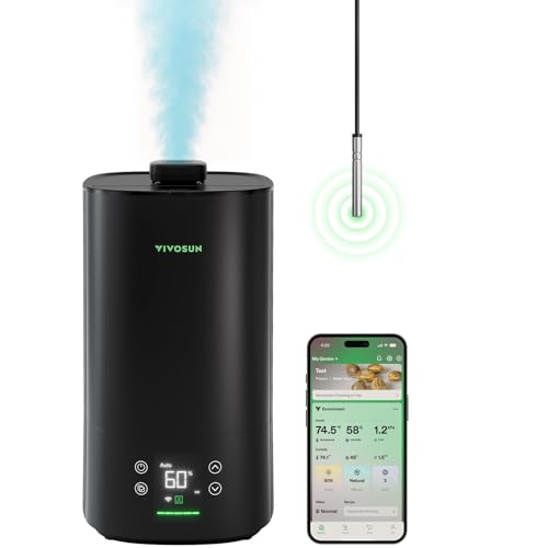 VIVOSUN AeroStream H05 Intelligent Wi-Fi Humidifier, 1.32 Gal / 5 L Humidifier with Temp & Humidity Probe, Smart Remote Control, Designed for Growers - size: 5 L