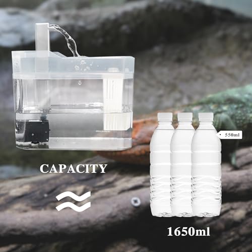 Bearded Dragon Water Bowl with Filtration System Lizard Drinking Fountain Reptile Tank Habitat Waterfall for Small Pet Leopard Gecko, Chameleon, Snake (Grey) - color: Grey