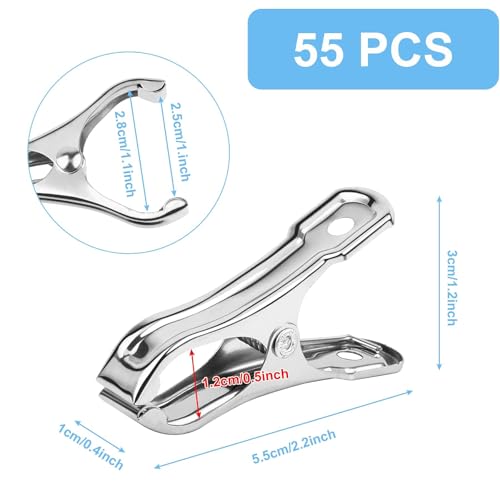 JULMELON 25 PCS Greenhouse Clips, 2.2 Inch Stainless Steel Garden Clips, Heavy Duty Row Cover Clips with Large Open Strong Grip for Fixing Netting Cover Film,Shade Cloth Film Plant Netting