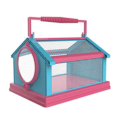 Insect Critter Keeper with Handle Easy to Observe Portable Plastic Reptile Terrarium for Bugs Lizards Frogs Insect Cage