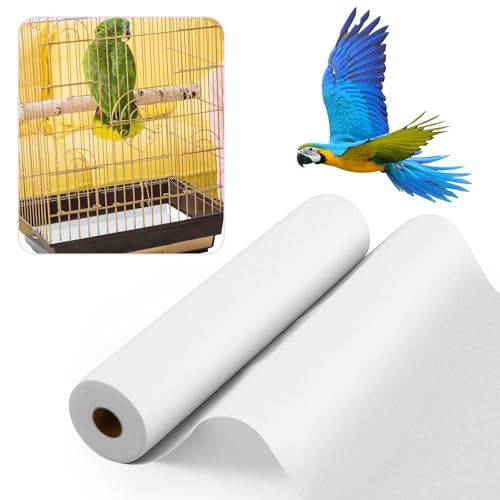 Drydiet 100 ft x 18 Inch Bird Cage Liner Disposable Parakeet Cage Liners Precut Absorbent Bird Paper Accessories for Pet Animal Parrot (White) - size: 100 ft x 18 Inch