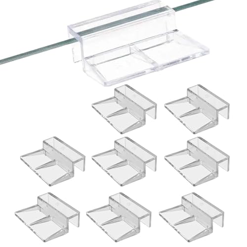 8 Pieces Aquarium Lid Clips, 6mm Clear Acrylic Fish Tank Lid Holder Cover Clamps for Rimless Glass Top, Fish Tank Cover, Hoods