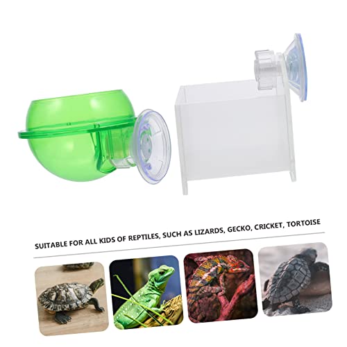 Toddmomy 2pcs Auto Water Feeder Lizard Gecko Feeder Reptile Food Bowl Drinking Basin Suction Cup Pet Supplies for Turtle Snake Spider