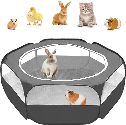 Amakunft Small Animal Pop-Up Playpen with Mesh Cover, 47'' x 23.6'' x 15'' Chicken Brooder Box, Play Pen Indoor Outdoor for Guinea Pigs, Bunny, Rabbits, Ferrets, Chinchillas, Kittens | Indoor/outdoor, water-resistant, chicken brooder, travel playpen for r