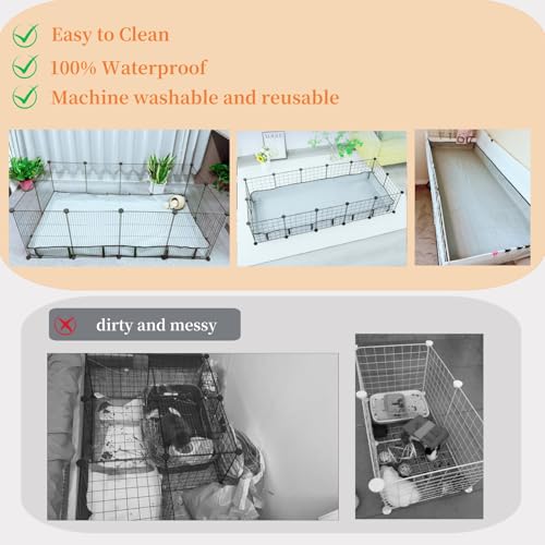 Guinea Pig Cage Liner Tarp Bottom Waterproof and Washable Base Also for Rabbits, Bunny, Chinchesillas, Hedgehog, Ferrets and Other Small Animals(48x72 inches) - size: 48.0"L x 72.0"W x 4.0"H