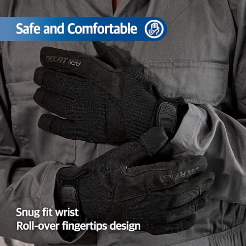 DEX FIT NPG420 Needle Resistant Gloves, ASTM F2878 Level 4 Palm & Lvl 3 Finger, ANSI Cut A9 Heavy Duty Industrial Protection, Multi-Layered Steel Mesh Puncture Proof Work Gloves, Black, XXL, 1 Pair - size: XX-Large