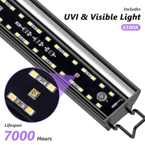 REPTITRIP 16-Inch LED UVB Reptile Light with Auto On/Off & Preset Day-Night Cycle Dimming, 4 UVI Modes Fixture Controller, 14W Aluminum UVA UVB Lamp for Bearded Dragons, Turtles & Snakes, 6500K - size: 16 INCH