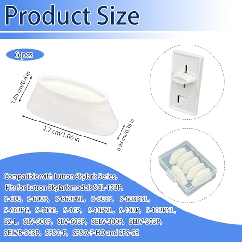 6pcs Dimmer Switch Knobs, Replacement Universal Dimmer Knob for Ceiling Lights & Wall Switches,PETG Material Split Slider, White,Compatible with Lutron Skylark Fan Control