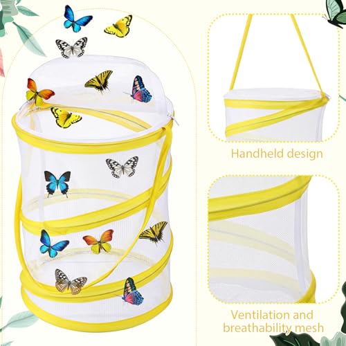 Sherr 6 Pack Butterfly Habitat Cage, 9"x11" Pop-up Mesh Butterfly Net Terrarium, Reusable Caterpillar Raising Kit, Portable Bug Catcher Enclosure for Transporting and Raising Critter (5 Mixed) - color: 5 Mixed