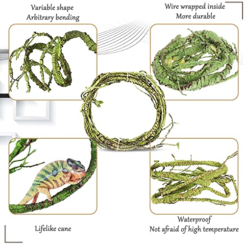 Hamiledyi Reptile Plants Bendable Jungle Climbing Vine Terrarium Branch Flexible Plastic Leaves Hanging Pet Habitat Decoration for Bearded Dragon Lizard Gecko Frog Snake Tank Accessories Decor - size: 3 PCS - Style 1