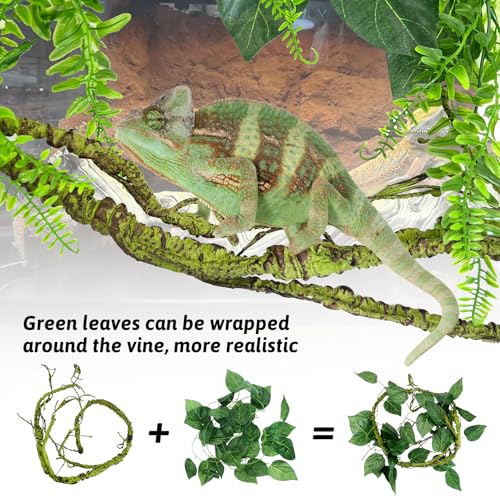 Hamiledyi 7 Pcs Reptile Plants Bendable Climbing Vines Terrarium Hanging Artificial Leaves, Bearded Dragon Tank Accessories, Habitat Decor for Snake Leopard Gecko Lizard Chameleon - size: 7 PCS - Style 6