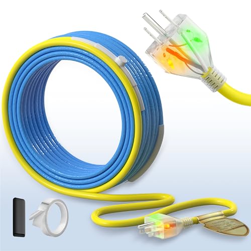9 Ft Upgraded Dual-Indicators Heat Tape for Water Pipes, YeloDeer Self-Regulating Heat Trace with Thermostat, Heating Cable with Extra End Seals for Metal and Plastic Pipes 120V - style: 9-feet