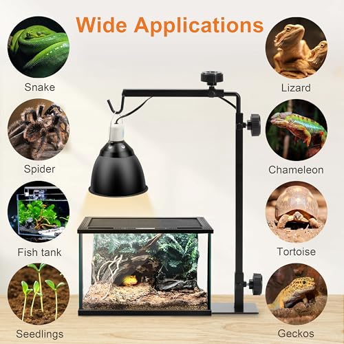 Simple Deluxe Reptile Light Stand Adjustable 16-32 inch Floor Lamp Holder, Metal Bracket for Reptile Tank & Terrarium Heating Light - size: Lamp Stand M