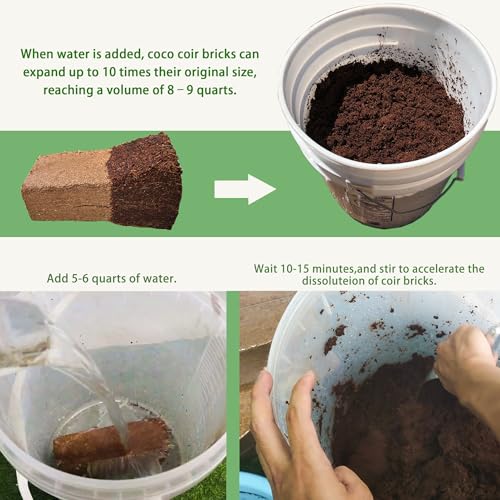 CJGQ Coco Coir for Organic Coconut Coir- 24 Pack Coco Coir Brick- Coconut Soil with Low EC & pH Balance-Coco Fiber for Herbs& Flowers- High Expansion-Renewable Coco Soil for Planting - size: 24 Pack