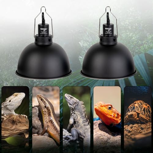WACOOL TERRA Reptile Light Fixture 2 Pack, 8.5 in Deep Dome Reptile Heat Lamp Fixture, Optical Reflection Terrarium Light Fixture for Reptile UVB UVA Heat Basking Bulbs, Separate Switch & Hook - style: 8.5 inch-2pack