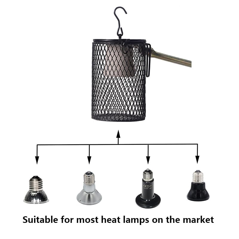 Bird Heat Lamp, Protective Reptile Heater Guard- Mesh Cage Lampshade Cover for Various Pets Including Reptiles