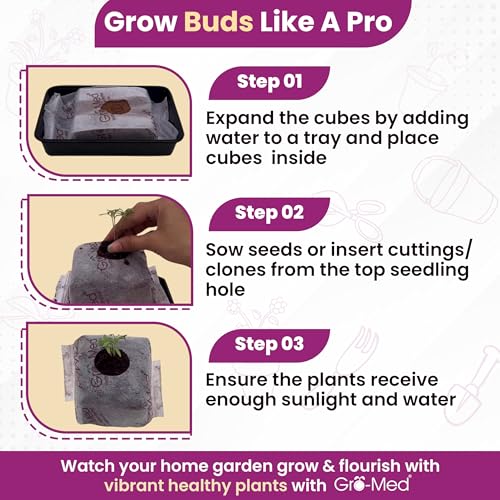 Gro-Med Coco Coir Seed Starter Cubes NPK Enriched for Herbs, Flowers, Vegetables organic Coco 4 Inch Plugs Perfect for Cloning, Cuttings, Propagation - 10 Cubes- Best Alternative to Peatmoss, Rockwool - size: Seed Starter Cubes Pack of 10